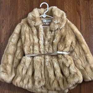 Chic Faux Fur Kids Jacket in Tan
